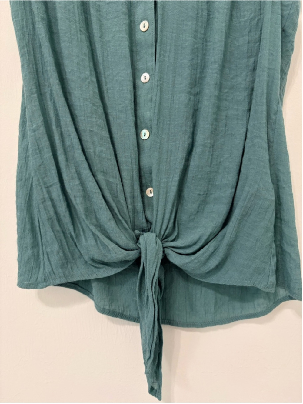 Zac & Rachel Tie Front Sleeveless Blouse Sz S Teal EUC - Picture 4 of 10